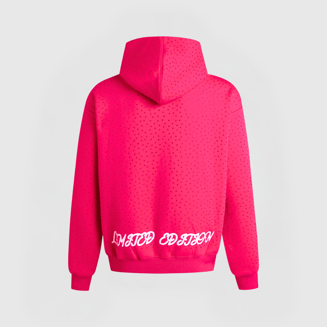 TIDLÖS RHINESTONE HOODIE - ROSA