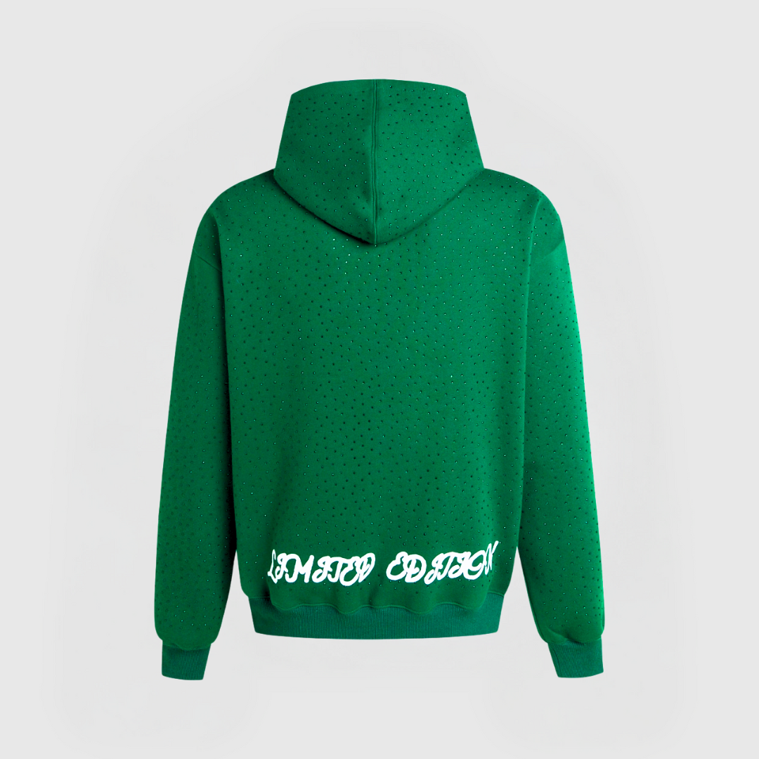 TIDLÖS RHINESTONE HOODIE - GRÖN