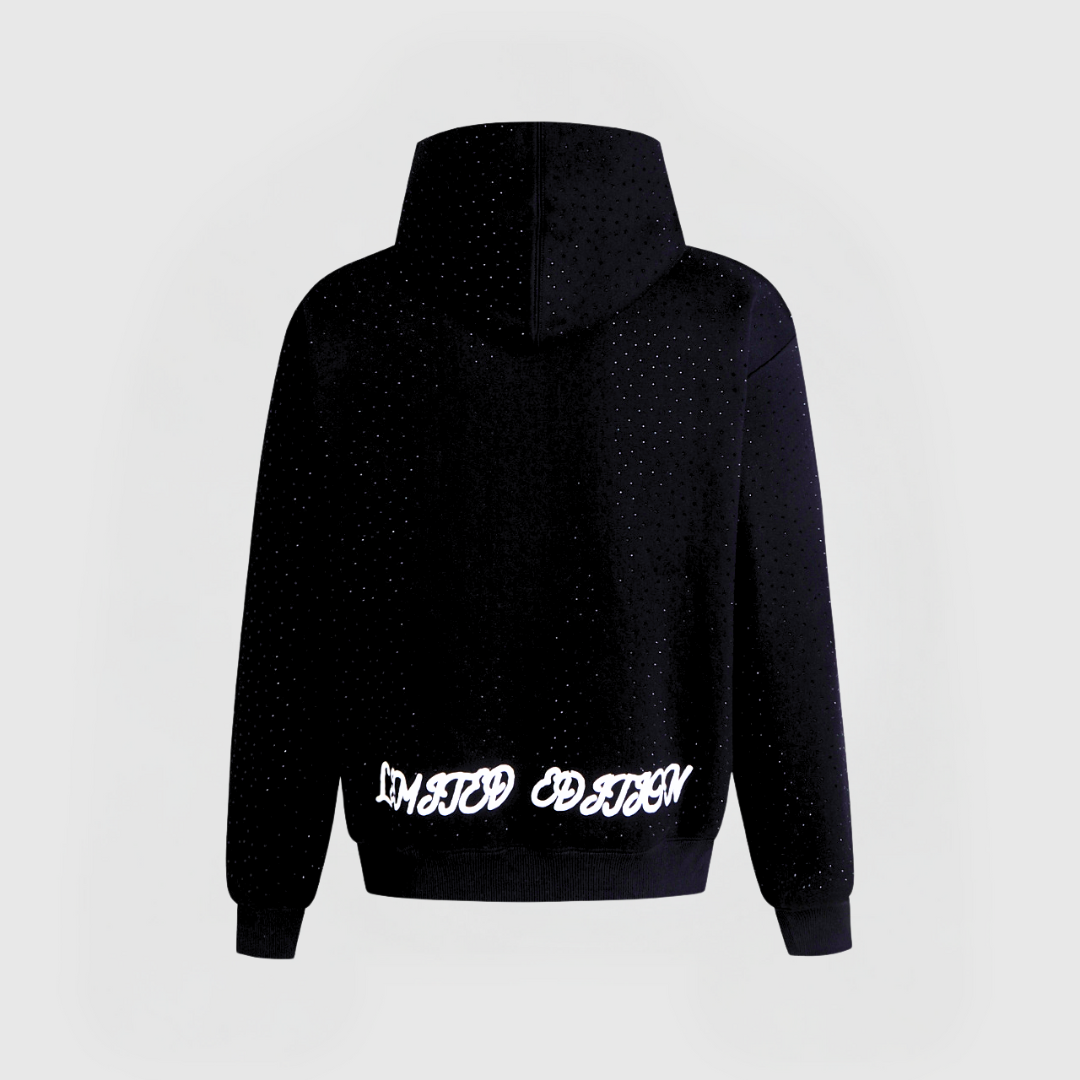 TIDLÖS RHINESTONE HOODIE - SVART