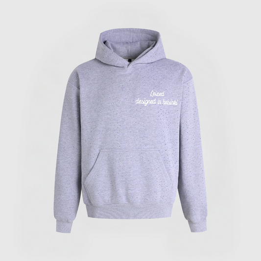 TIDLÖS RHINESTONE HOODIE - GRÅ