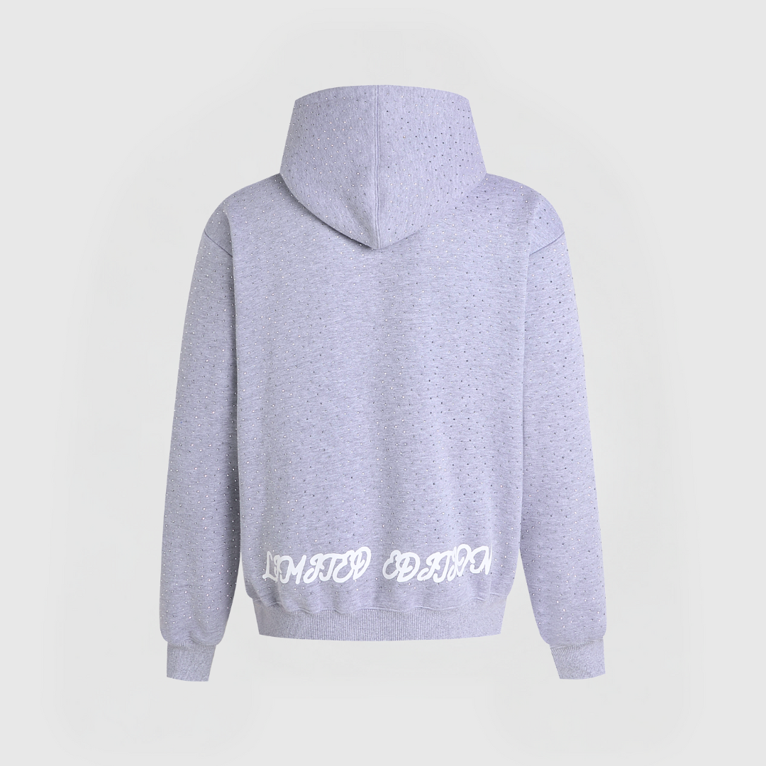 TIDLÖS RHINESTONE HOODIE - GRÅ