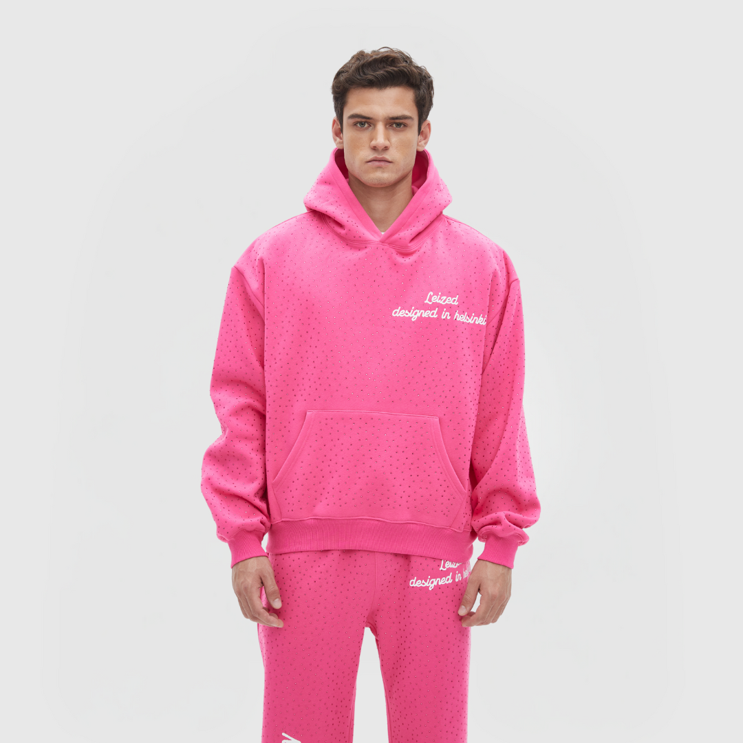 TIDLÖS RHINESTONE HOODIE - ROSA